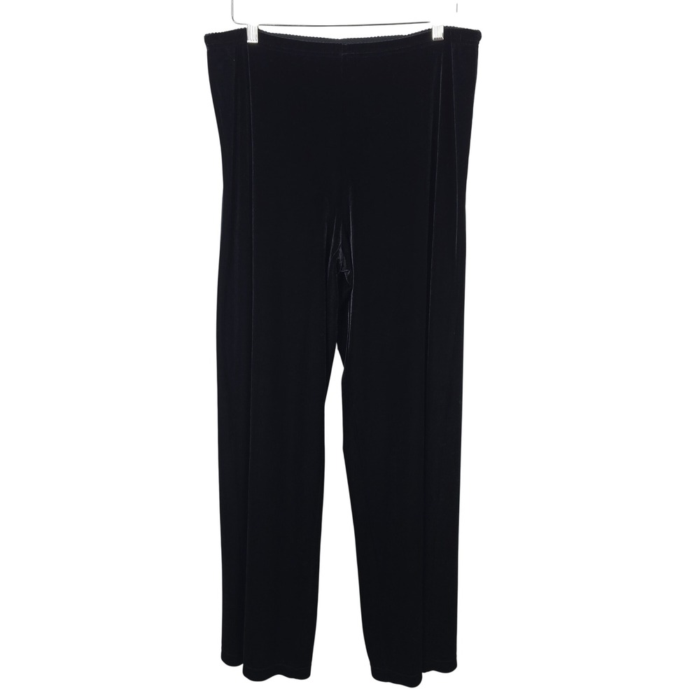 J. Jill Black Stretch Velvet Straight Leg High Rise Pull On Pants Womens Large